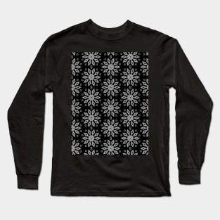 Black and white flower seamless pattern Long Sleeve T-Shirt